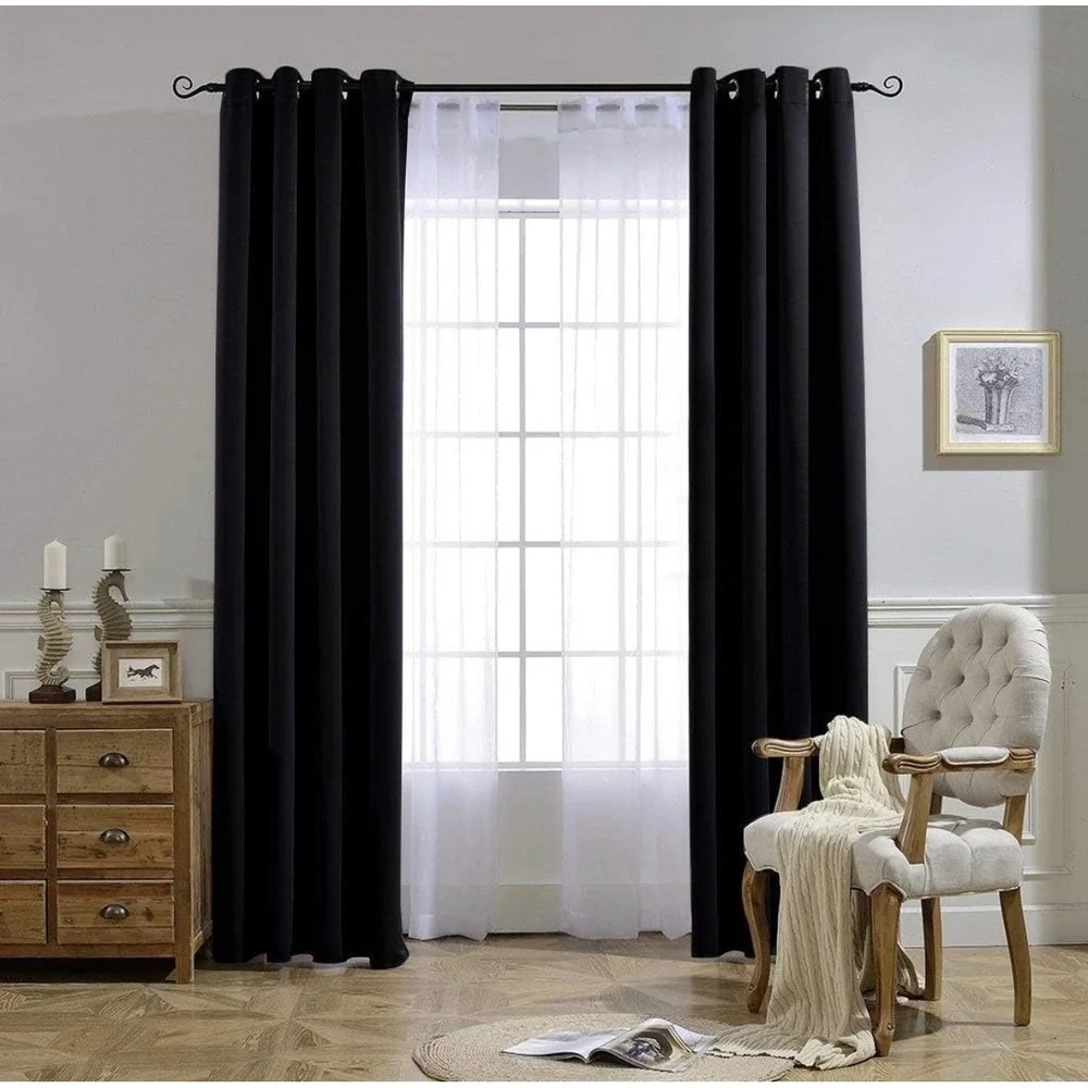 Blackout NICETOWN Curtains Home 52x84 Black New